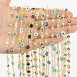 Stainless Steel Evil Eye Pearl Beads Chain for Jewelry Making