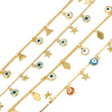 1M Stainless Steel Heart Star Evil Eye Beads Chain DIY Jewelry Making