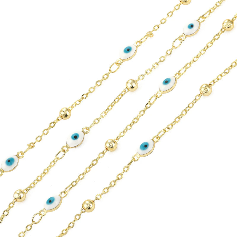 1M Stainless Steel Heart Star Evil Eye Beads Chain DIY Jewelry Making