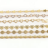 1M Stainless Steel Hollow Heart Leaves Chains for Jewelry Making