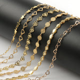 1M Stainless Steel Hollow Heart Leaves Chains for Jewelry Making