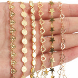 1M Stainless Steel Hollow Heart Leaves Chains for Jewelry Making