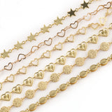 1M Stainless Steel Hollow Heart Leaves Chains for Jewelry Making