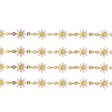 Raw Brass Chain Daisy Charm Enamel Flower Beaded Chains Necklace Bracelet DIY