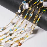 Gold Evil Eye Pearl Beads Necklace DIY Jewelry Making