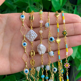 Gold Evil Eye Pearl Beads Necklace DIY Jewelry Making