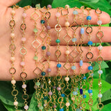 Crystal Stone Beads Chains Bracelet Necklace Components DIY Jewelry Making