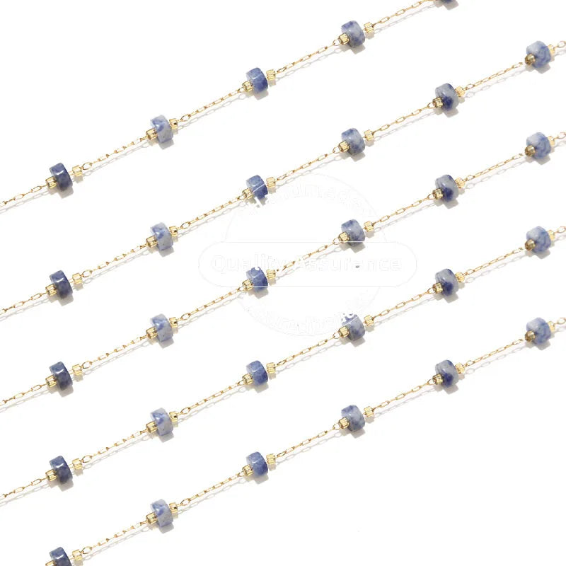 1M Gemstone Rosary Beaded Chains-Stainless Steel Dainty Chain