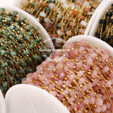 1M Gemstone Rosary Beaded Chains-Stainless Steel Dainty Chain