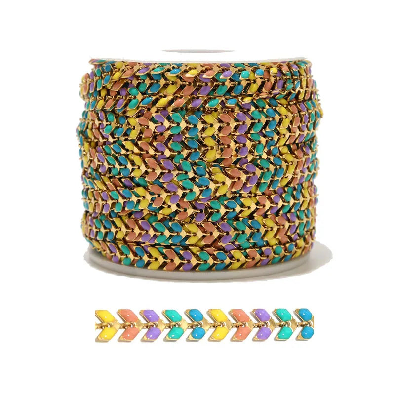 1M Stainless Steel Enamel Chevron Chains Fishbone Fishtail Herringbone