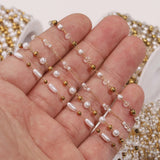Stainless Steel 18k Pearls & Crystal Beads Chains for DIY Jewelry Making