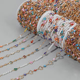 Stainless Steel Chain Heart Shape Enamel Beads Colour Chain DIY Jewelry Making