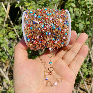 Stainless Steel Chain Heart Shape Enamel Beads Colour Chain DIY Jewelry Making