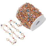 Stainless Steel Chain Heart Shape Enamel Beads Colour Chain DIY Jewelry Making
