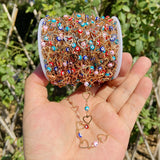 Stainless Steel Chain Heart Shape Enamel Beads Colour Chain DIY Jewelry Making