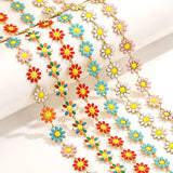 1M Stainless Steel Sun Flower Enamel Chains for Bracelet Jewelry