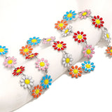 1M Stainless Steel Sun Flower Enamel Chains for Bracelet Jewelry