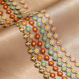 1M Stainless Steel Sun Flower Enamel Chains for Bracelet Jewelry