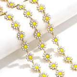 1M Stainless Steel Sun Flower Enamel Chains for Bracelet Jewelry