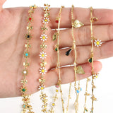 Stainless Steel Enamel Daisy Flower Chain DIY Jewelry Making