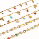 Stainless Steel Enamel Daisy Flower Chain DIY Jewelry Making