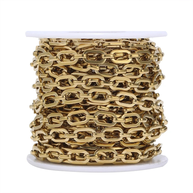 1M Stainless Steel Flat O Shape Chains for DIY Jewelry Earrings