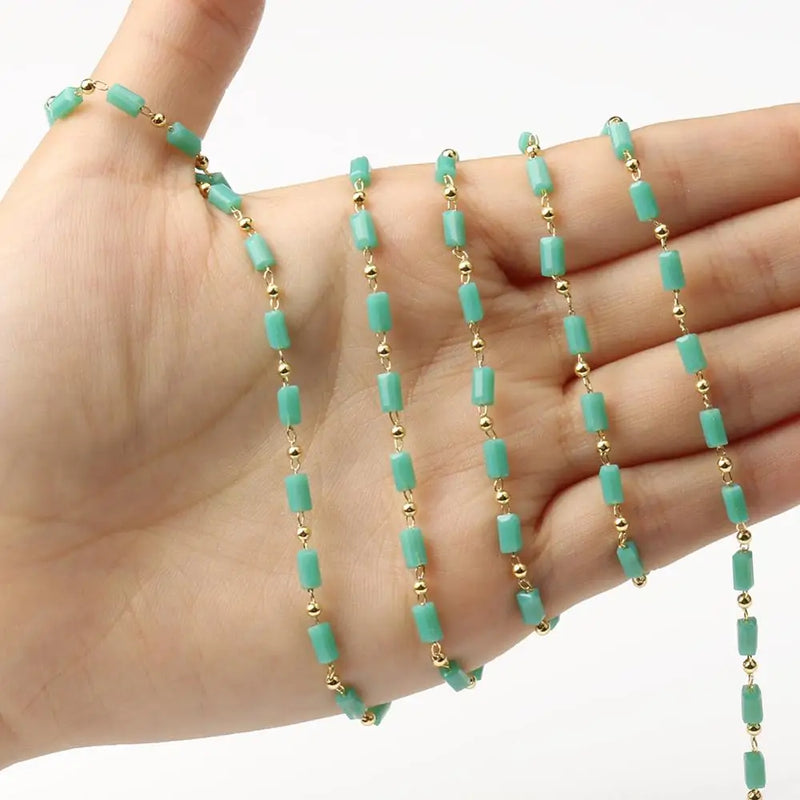 Stainless Steel Chain Stone Beads Jewelry DIY Accessories