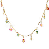 Stainless Steel Daisy Flower Charm Anklet Chain Water Resistant