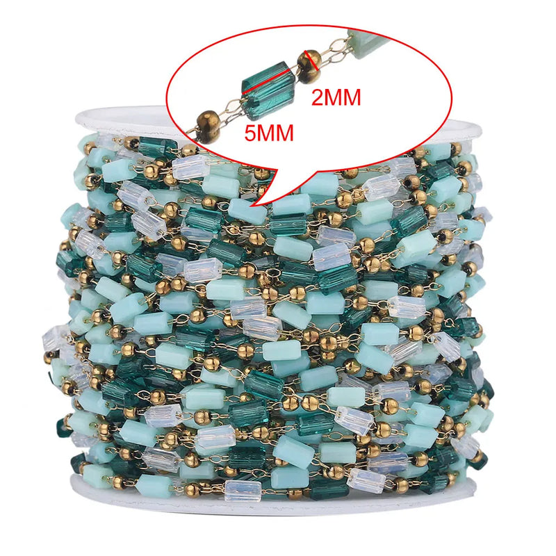1M Stainless Steel Crystal Ball Beads Chain for Jewelry Making