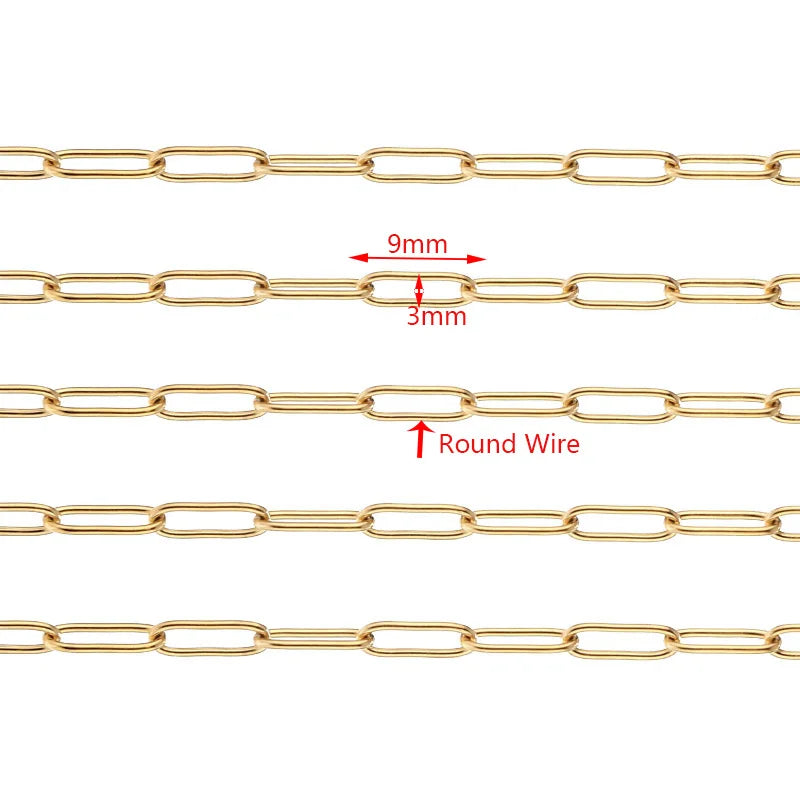 Stainless Steel Link Chain Oval Textured Necklace Chains DIY Men Women Jewelry