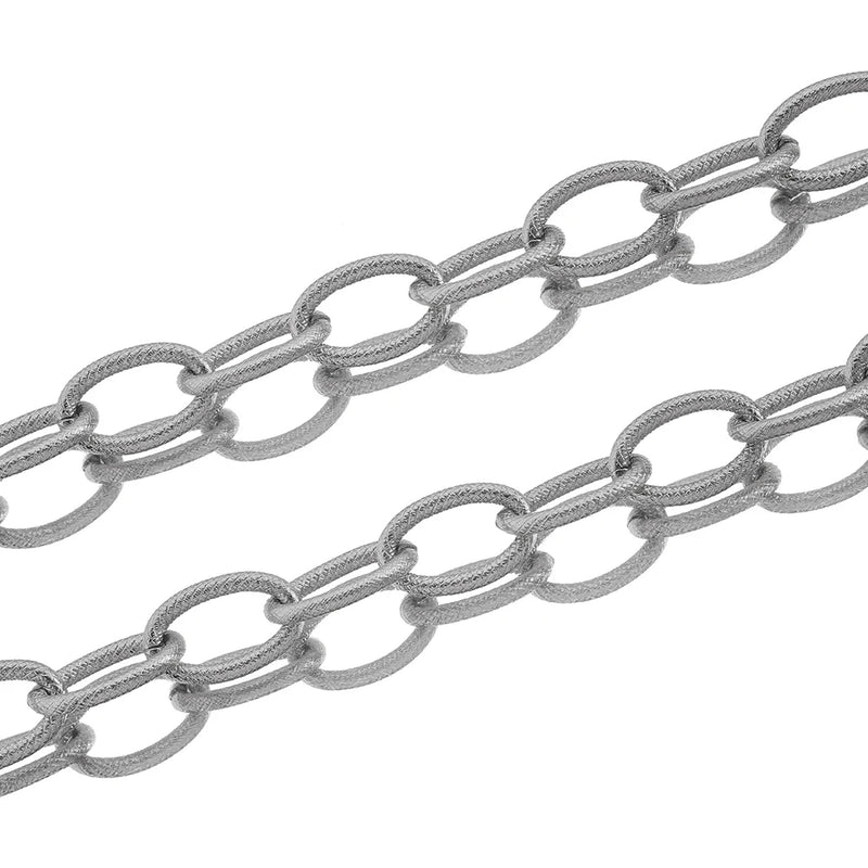 1M Stainless Steel Plated Embossing Round Punk Bulk Chains DIY Necklace Jewelry