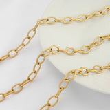 1M Stainless Steel Plated Embossing Round Punk Bulk Chains DIY Necklace Jewelry