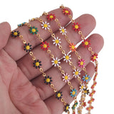 1M 7mm Stainless Steel Sun Flower Chain Enamel Chains for Diy Jewelry Making