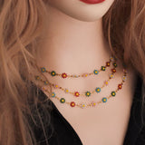 1M 7mm Stainless Steel Sun Flower Chain Enamel Chains for Diy Jewelry Making