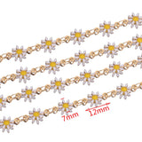 1M 7mm Stainless Steel Sun Flower Chain Enamel Chains for Diy Jewelry Making