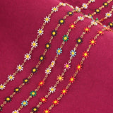 1M 7mm Stainless Steel Sun Flower Chain Enamel Chains for Diy Jewelry Making