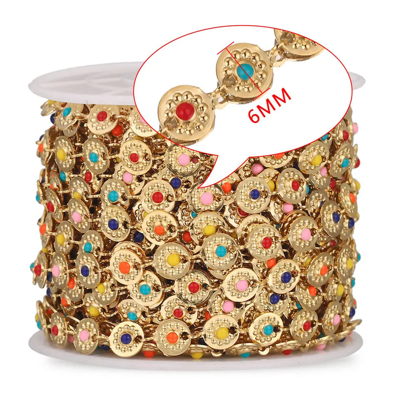 6mm Stainless Steel Chain Disc Plated Enamel Chains for Diy Jewelry Making