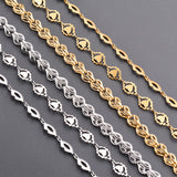 Stainless Steel Lip Chain Love Heart Link Chain DIY Necklace Bracelet