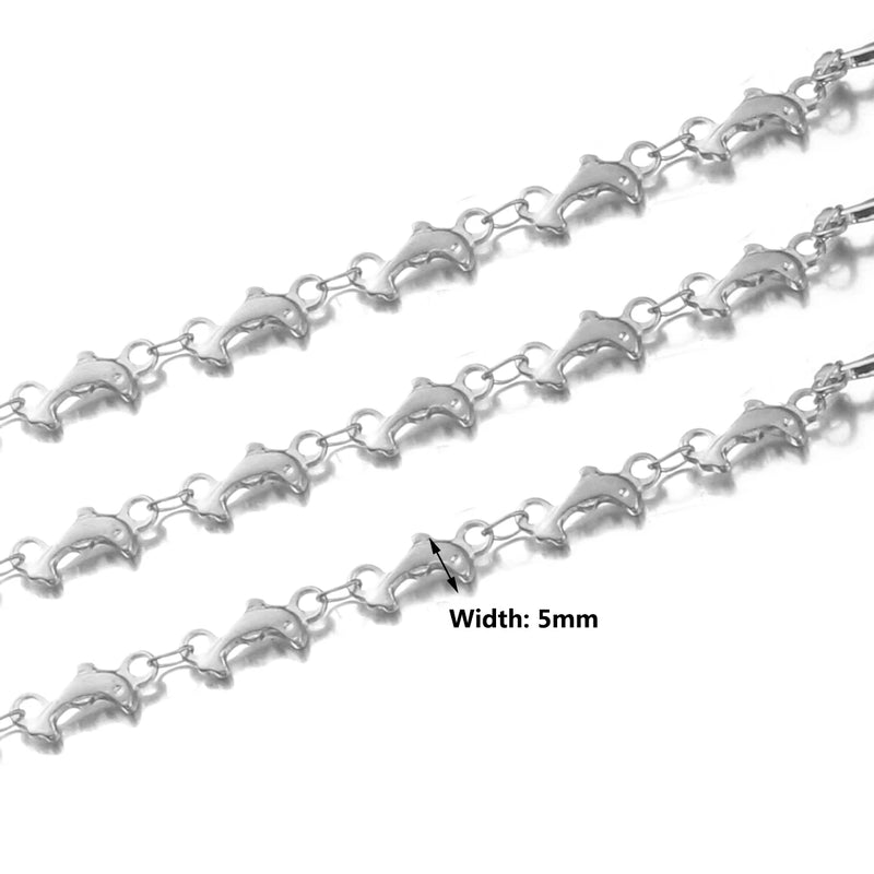Stainless Steel Dolphin Heart Leaf Chains Lot DIY Jewelry Necklace Bracelet Ankl