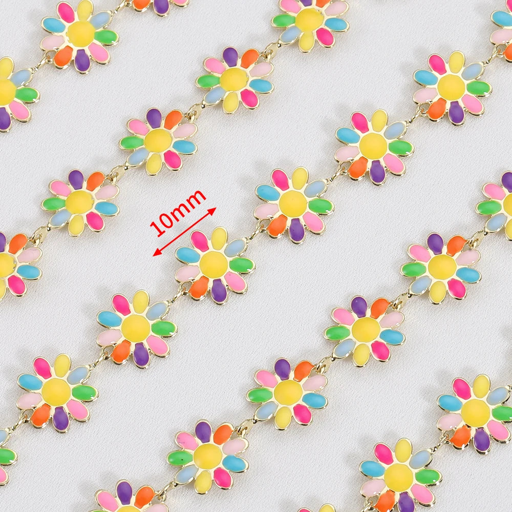 Enamel Daisy Flower Chain Colorful Beaded Chains for DIY Necklace Bracelet