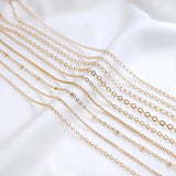 14K Real Plated Thin Necklace Chain No Fade Copper Cable Chain Bulk