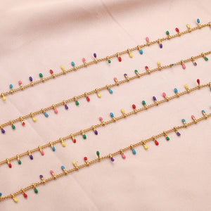 18K Gold-Plate Clips Stainless Steel Enamel Dripping Chains Soldered Findings