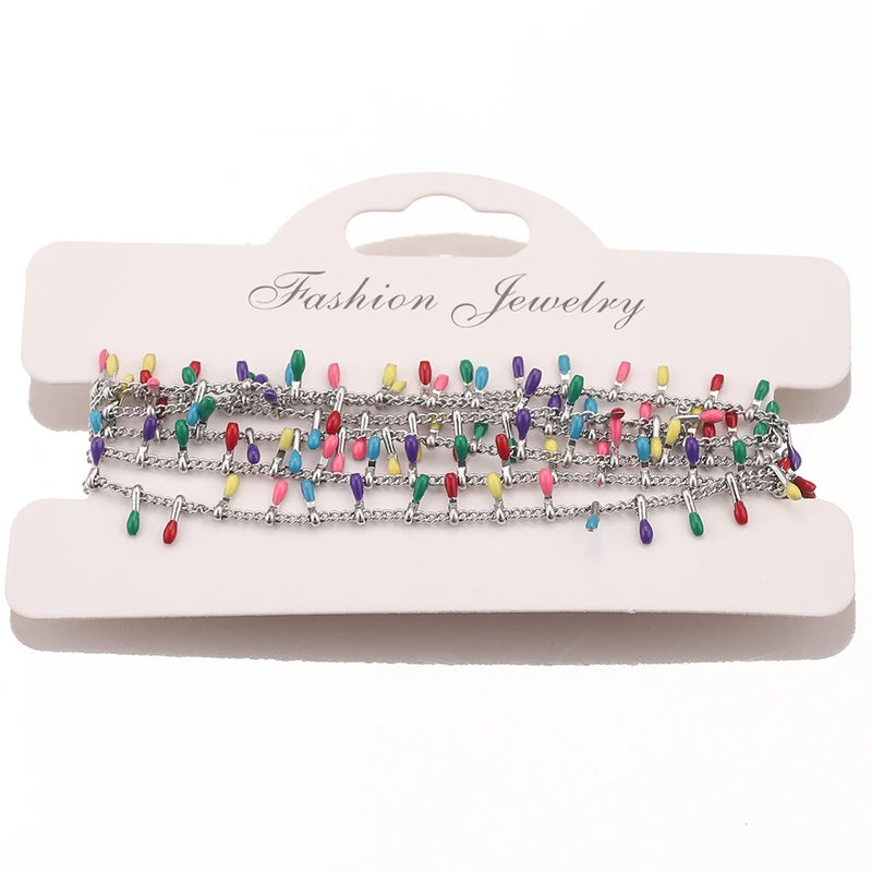 18K Gold-Plate Clips Stainless Steel Enamel Dripping Chains Soldered Findings