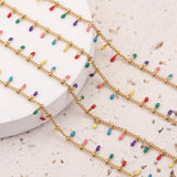 18K Gold-Plate Clips Stainless Steel Enamel Dripping Chains Soldered Findings