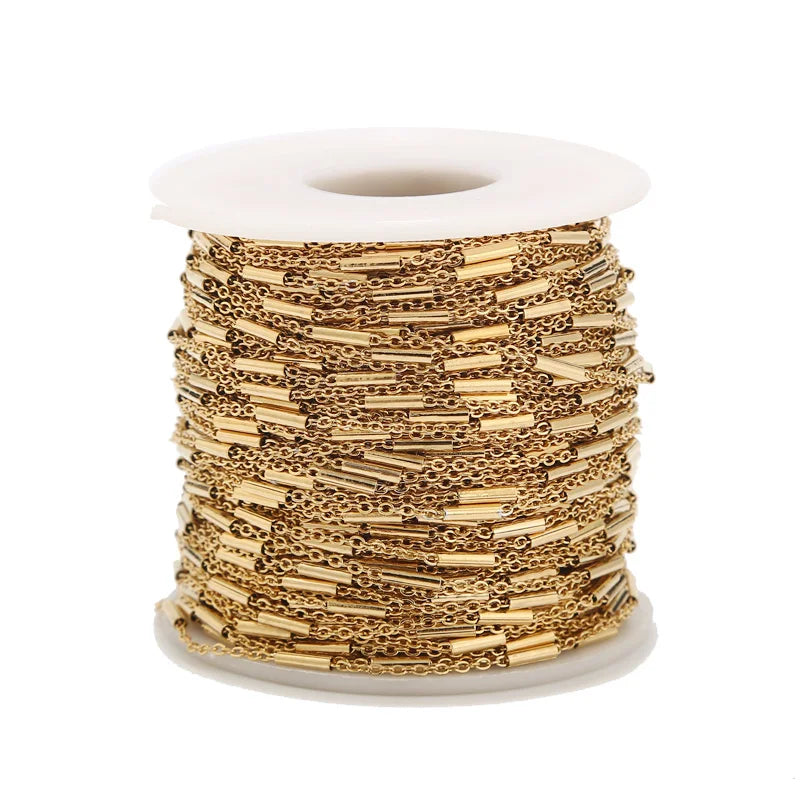 2mm Round Tube Chains Stainless Steel Link Chain DIY Women Necklace Bracelet