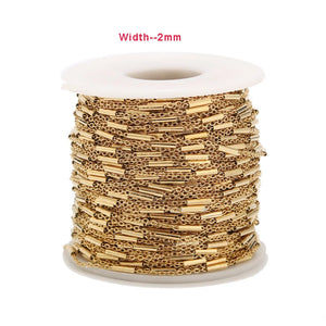 2mm Round Tube Chains Stainless Steel Link Chain DIY Women Necklace Bracelet