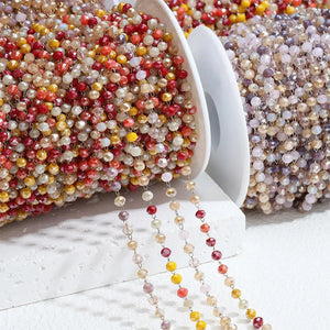 Crystal Stone Stainless Steel Red Purple Beaded Chain for DIY Jewelry