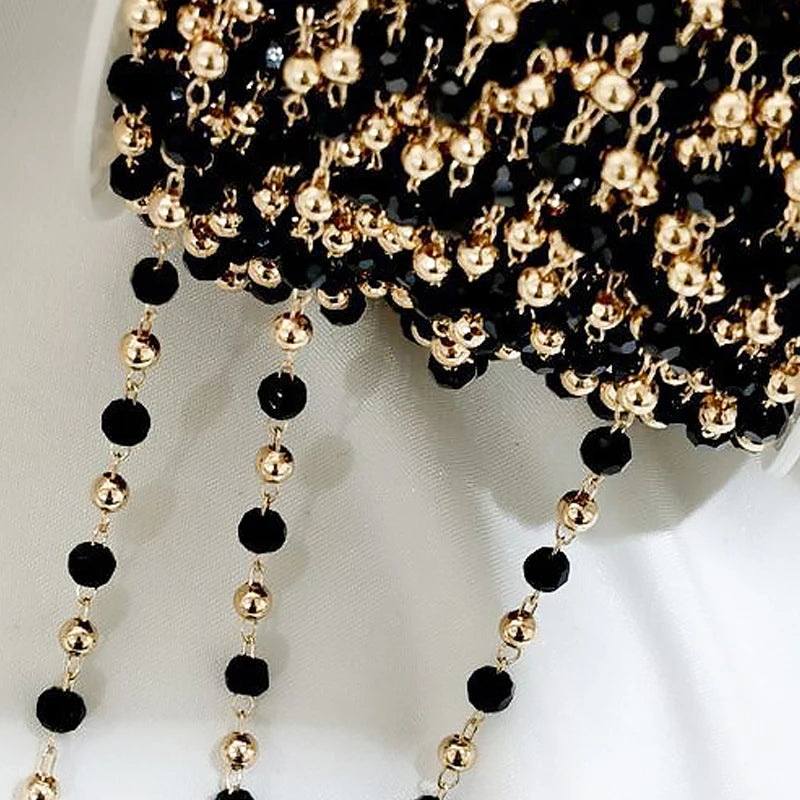 4mm Beaded Chain Crystal KC Copper Beads Chains for DIY Jewelry