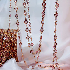6mm Purple Glass Beaded Chain for Jewelry Making