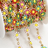 7mm Stainless Steel Chain Enamel Daisy Flower KC Beaded Chains DIY Jewelry